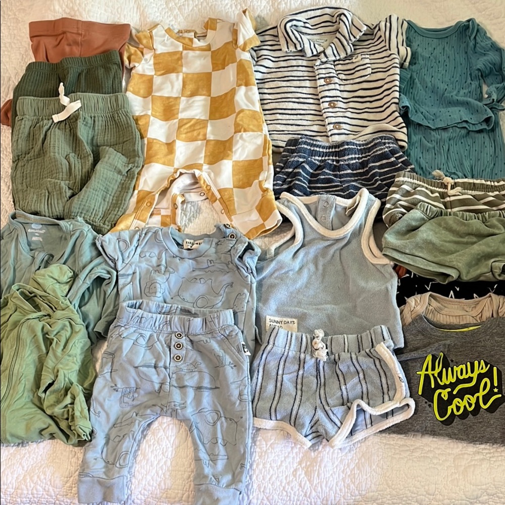 Baby Clothing Bundle in Blue, Green, and Yellow